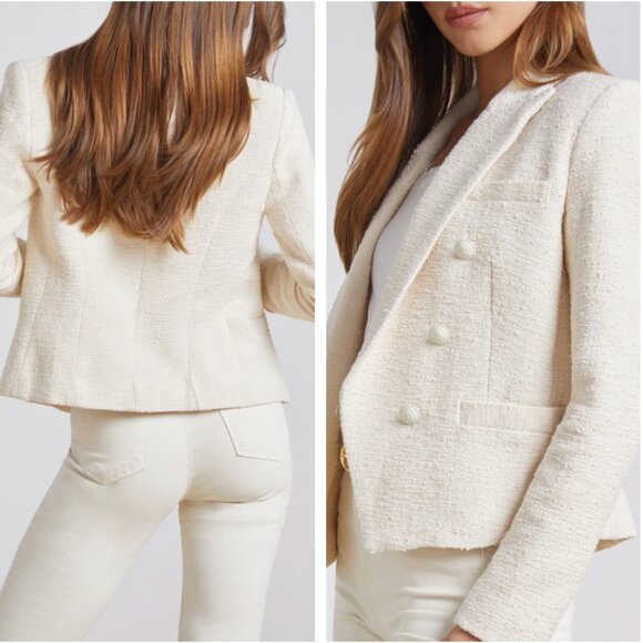 BEST L'AGENCE Brooke Open-Front Blazer Sz2/6 Ecru Cream Ivory Off White - Picture 2 of 14